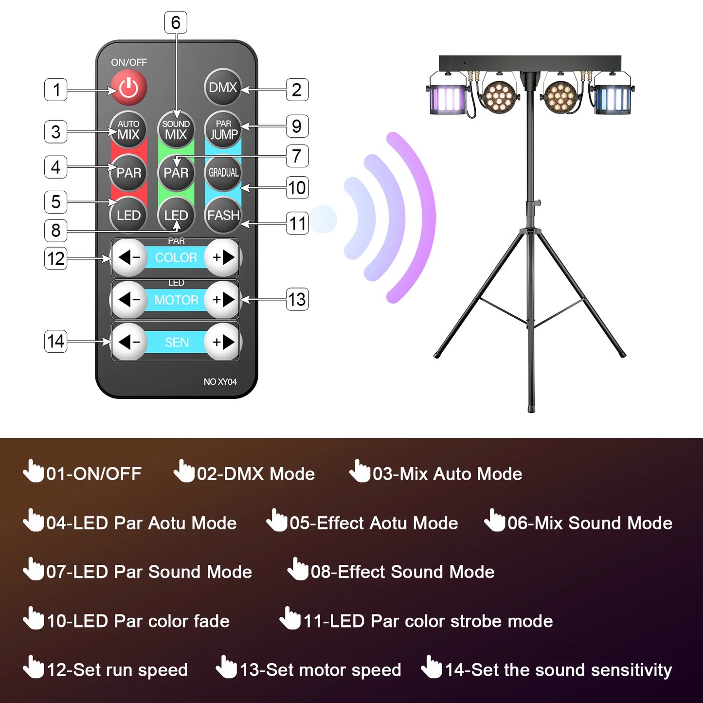 Yiflamefly 60W RGBW LED Par Lights With Bag&Bracket Combination Bracket Lights DMX Stage Light For Church Wedding Birthday Party