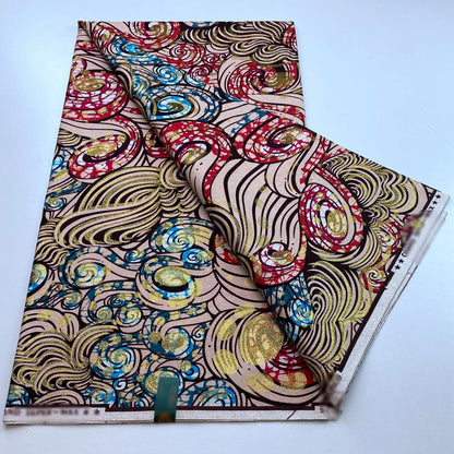 New African Wax Print Fabric Ankara Kitenge Pagne Loincloth Batik Wholesale Golden Glitter Grand 100Cotton Material For Sew 6yar