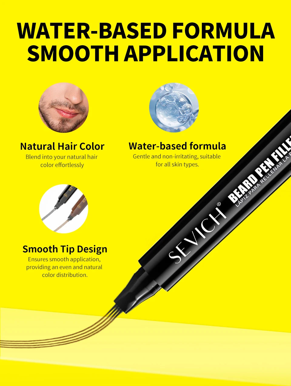 SEVICH Beard Filler Pen Waterproof Beard Coloring Pen Beard Coloring Filling Enhancer Black Fiber Hair Beard Stuffing Pen Tool