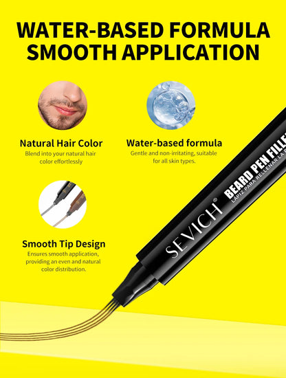 SEVICH Beard Filler Pen Waterproof Beard Coloring Pen Beard Coloring Filling Enhancer Black Fiber Hair Beard Stuffing Pen Tool