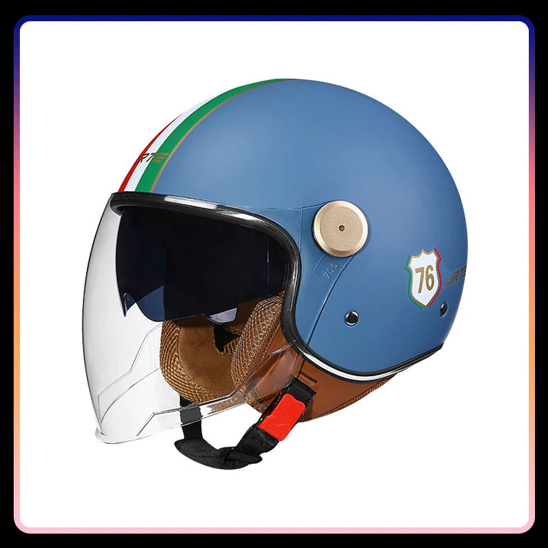 Daul Lens Open Face Motorcycle Helmets Retro Vintage Moto Jet Helmet Men Women DOT Unisex 3/4 Open Half Helm Cascos Para Motos