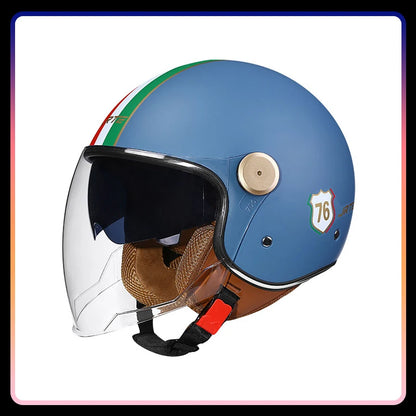 Daul Lens Open Face Motorcycle Helmets Retro Vintage Moto Jet Helmet Men Women DOT Unisex 3/4 Open Half Helm Cascos Para Motos