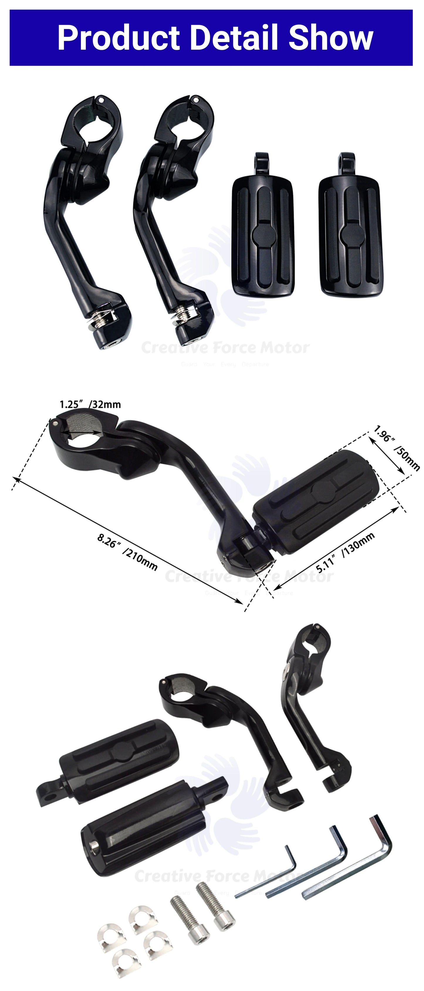 Motorcycle 1 1/4" Highway Footrest Engine Guard Mount Footpegs For Harley Road King Sportster 1200 Iron 883 Electra Street Glide