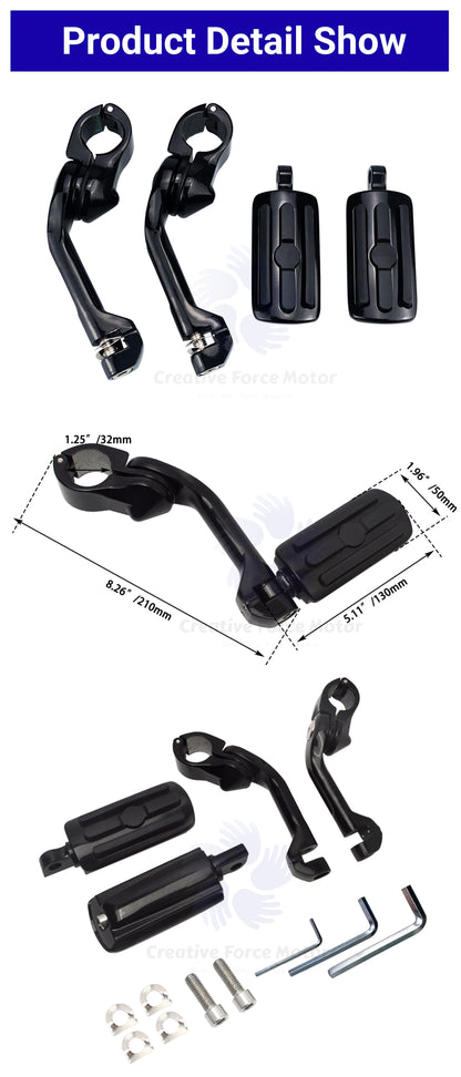 Motorcycle 1 1/4" Highway Footrest Engine Guard Mount Footpegs For Harley Road King Sportster 1200 Iron 883 Electra Street Glide