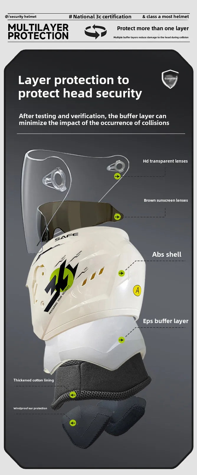 Uniform Size 58-62CM Helmet Motorcycle Winter Thermal Battery Car Female Winter Male Double Mirror Four Seasons Helmet