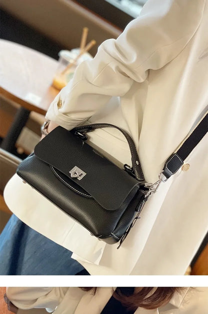 luxury handbags female crossbody bags Vintage Genuine leather one piece shoulder bag small square bag for women cowhide Blue bag