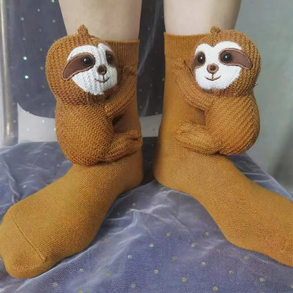 3D Knit Animal Socks Cute Floor Socks Hand Crocheted Double Layer Warm Sock with Cute Rabbit Panda Animals Christmas Gifts