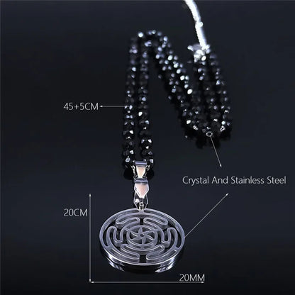 Hekate Wheel Stainless Steel Necklaces Pendants Strophalos Hecate Magic Symbol Logo Charm PIN colier femme Jewelry N172502