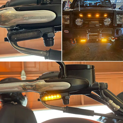 Motorcycle Mini LED Turn signals Handlebar Blinker Indicators Amber Flowing water signal lamp white DRL clignotant moto 12V
