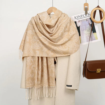Autumn New Hot-selling Imitation Cashmere Cashew Fringed Scarf Women's Versatile Fashion Thickened Outer Warm Office Shawl