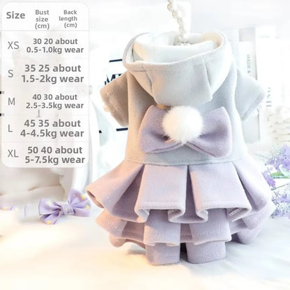 New Autumn Winter Outfit Pet Dog Clothes Woolen Teddy Bear Pet Coat Dog Dresses Tutu Skirt Cat Princess Skirt for Small Dogs