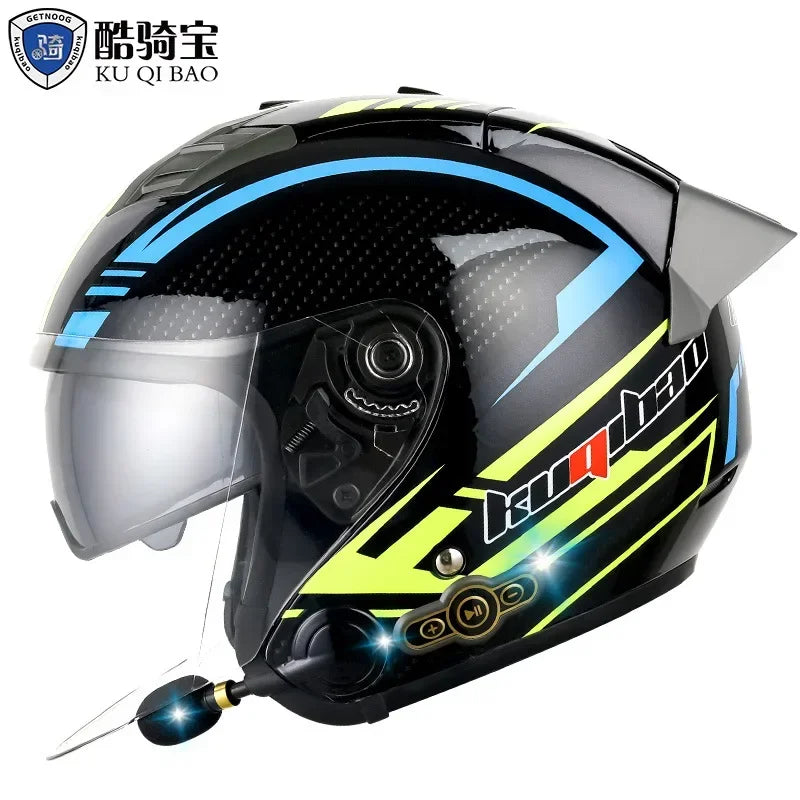 HOT DOT Approved Open Face 3/4 Motorcycle Helmet with Build-In Bluetooth Headset Earphone and Detachable Liner for honda