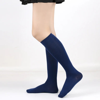 Middle Tube Sock Women Striped Knee High Ladies Japanese Harajuku College Style Cotton Summer Calf Sock Black White Female Gift
