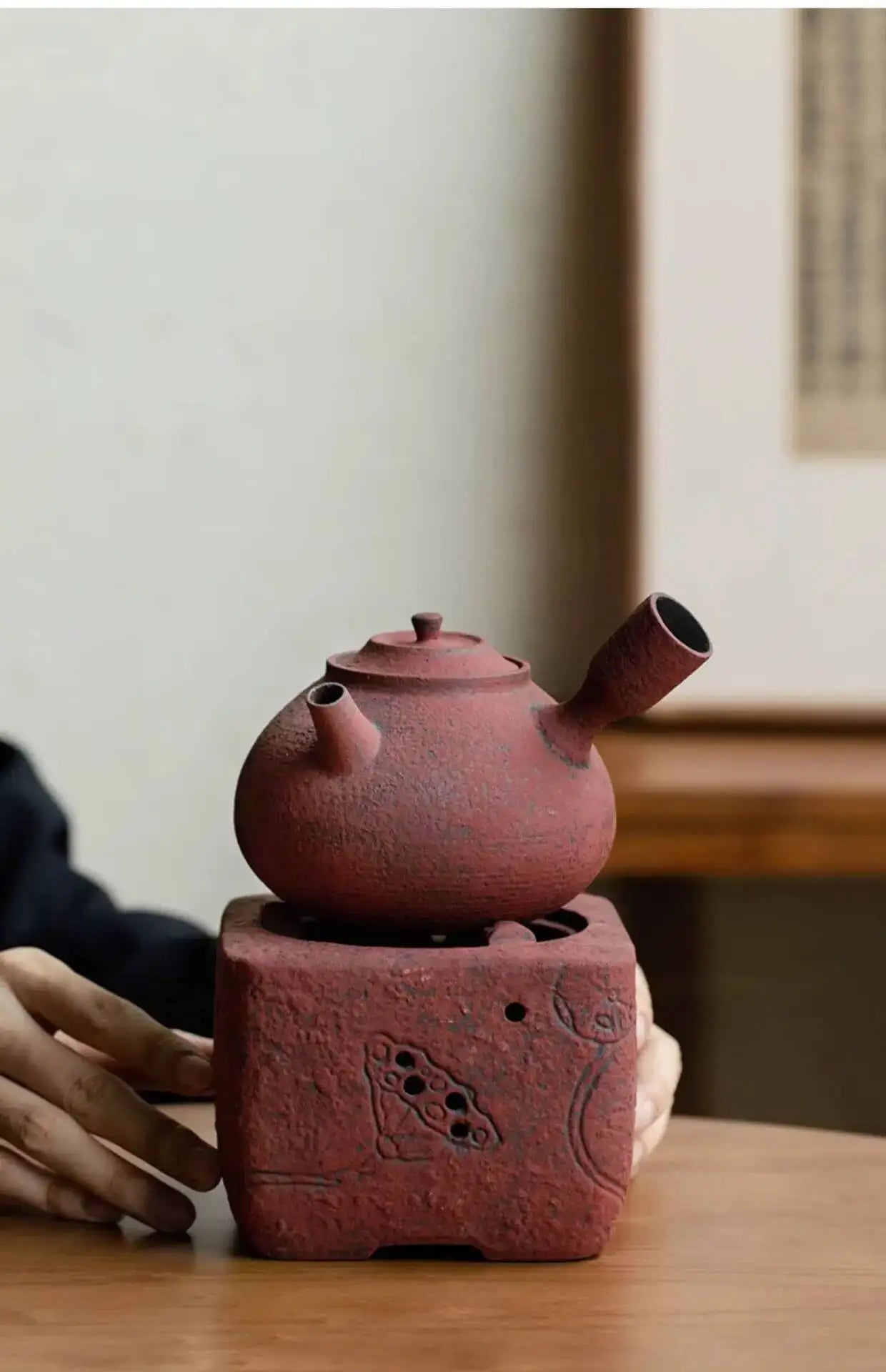 Antique Dunhuang Charcoal Tea Fire Stove Japanese Coarse Pottery Cooking Teapot Water Boiling Pottery Kettle Fire Warmer Wine
