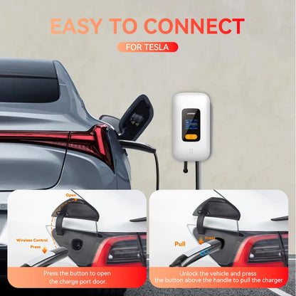 IPENGEN EV Charging Station 32A 7KW TS-NACS Charger Plug for Tesla Car Charger EVSE Wallbox 9.6KW 12KW Fast Charging APP Control