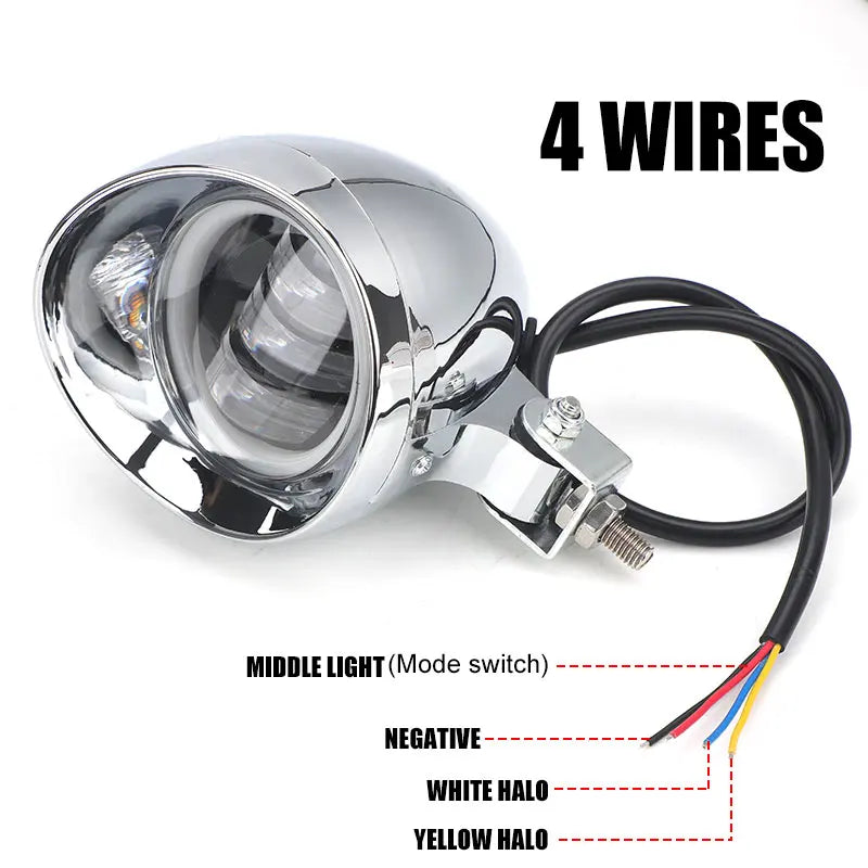 Motorcycle LED Spot Driving Light Dual Color Headlight Auxiliary Spotlight Lamp ATV Scooter Moto Fog Light for Honda Kawasaki