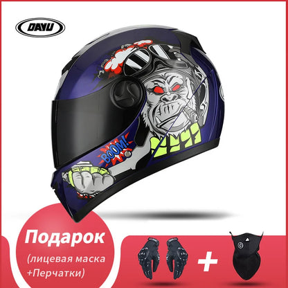 Motorbike Helmet  For Adults Motocross Helmets Casco Motorbike Helmet Full Face  Modular Dual Lens Double Visors