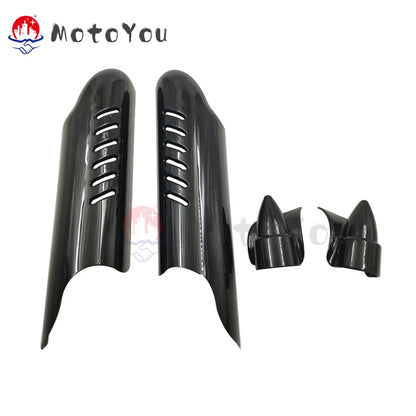 Deflector Shield Protector Lower Fork Leg Guard Motorcycle Ornamental Moulding Replacement for Harley Road King Touring 00-13