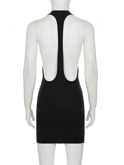 Woman Clothing Sleeveless Backless Solid Black Party Club Dress 2026 Fashion Sexy Hollow Out Package Hip Mini Vacation Dresses