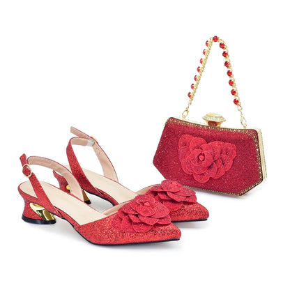 Ladies Shoe and Bag Set Latest Designers Luxury Italian Party Shoes and Bag Set for Women Rhinestone Wedding Bride Shoes Woman