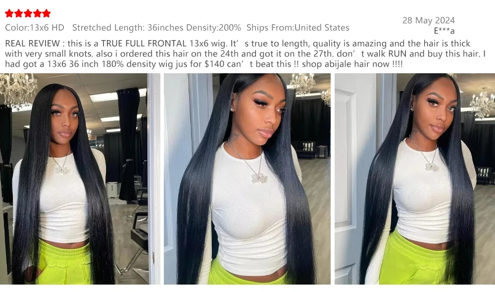 40 46 Inch 200 Density frontal Wig For Black Women Brazilian Wigs 13x6 Bone Straight HD Transparent Lace Front Human Hair Wigs
