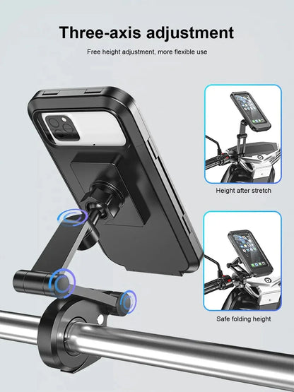 Waterproof 360° Swivel Phone Mount for Motorcycle/Bike – Adjustable Universal GPS Holder for Cellphones & Navigation Apps