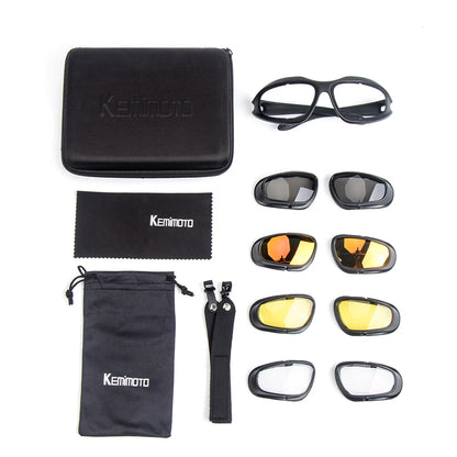 KEMiMOTO Motorcycle Glasses UV400 Polarized Sunglasses For Shooting Eye Protection Windproof Moto Goggles Antifog For Cycling