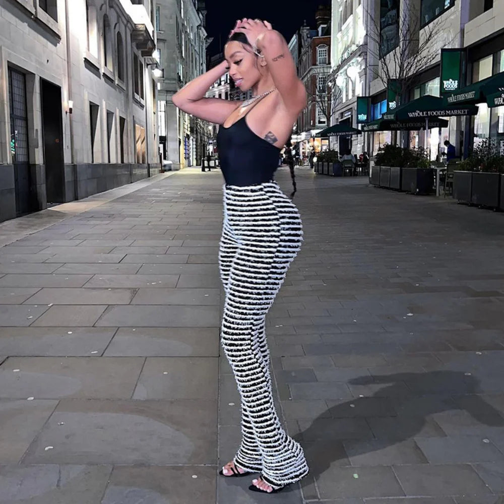 Color Block Stripes Pants Women High Waist Loose Sweatpants Women's Bodycon All-match Summer Trouseres For Female 2023