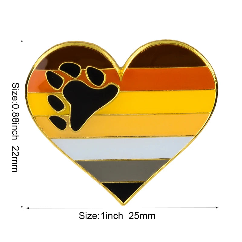 10pcs a lot Rainbow Pride Heart Shaped  Badge Symbol Pin Metal Badges Decorative Brooch Pins for Clothes Brooch Jewelry
