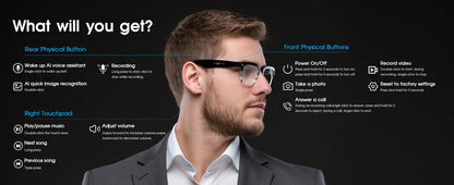 2026 New 4K HD 800W Pixel Dual-Camera Smart Glasses Men 1080P Video Recording AI Chat WIFI Transmission Translation Call Glasses