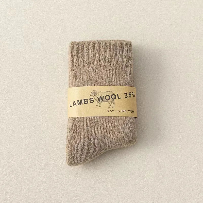 Winter 30% Wool Cashmere Warm Furry Kids Sock Chic Solid Color Calf Sock for Children Thicken Fleece Wool Autumn Warm Stockings