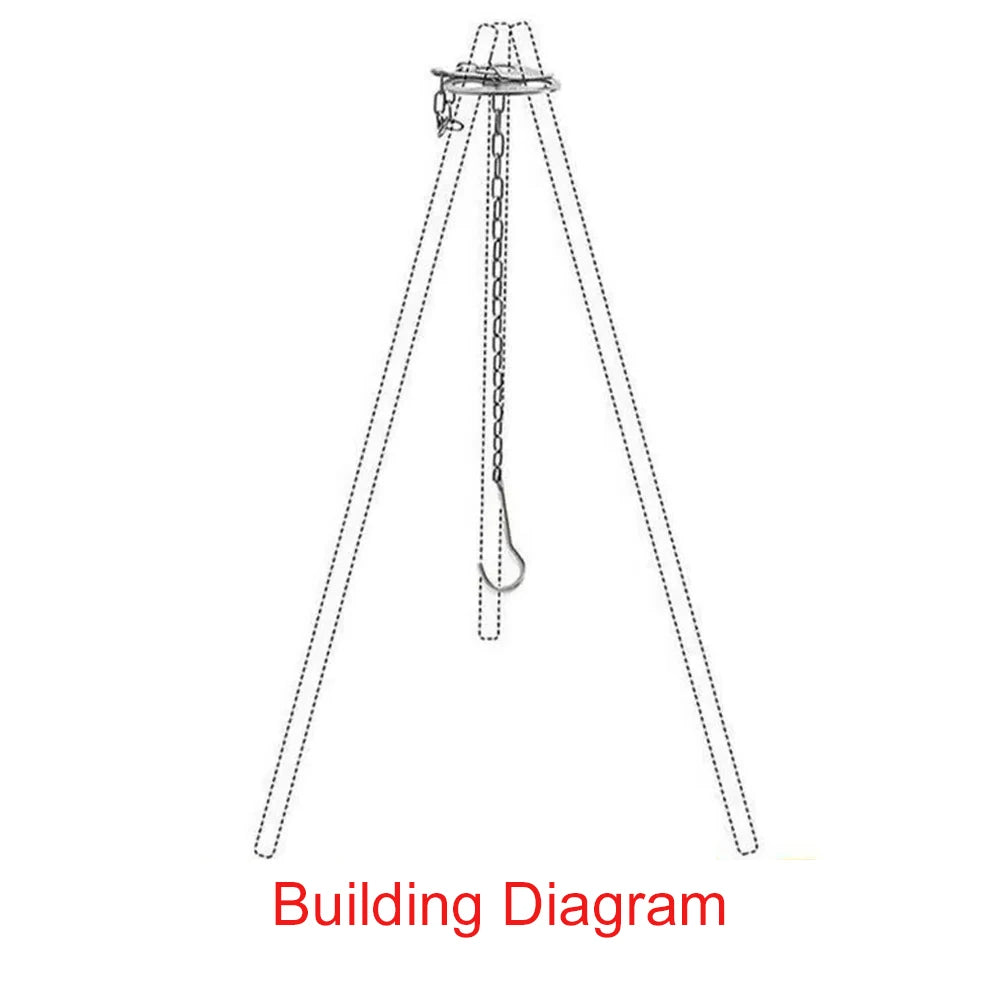 1Pc Portable Camping Gear and Equipment Detachable Outdoor Barbecue Tripod Hanging Rack Campfire Cooking Accessories Set
