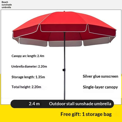 Double Layer UV Sun Shade Outdoor Patio Umbrella Commercial Market Stall Silver Coated Waterproof Heavy Duty Base Outdoor