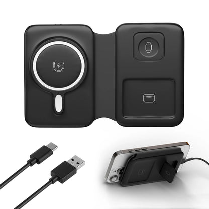 15W Magnetic 3 in 1 Wireless Charger Station Foldable Fast Charging  Type-C For iPhone 17 16 15 14 Xiaomi SAMSUNG iWatch AirPods