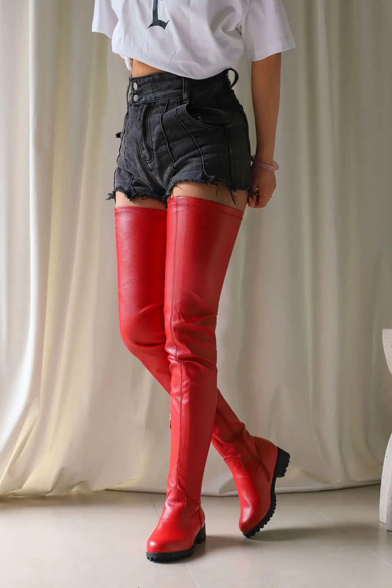 Winter New Plus Size 48 Women's Over The Knee Boots Thick Heel Long Tube Boots Platform Shoes