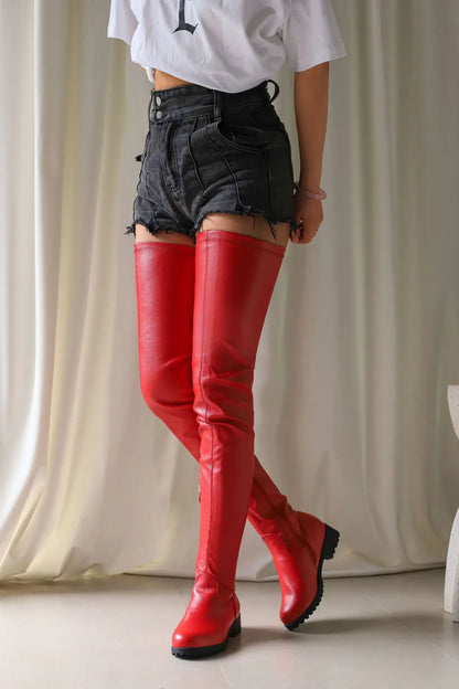 Winter New Plus Size 48 Women's Over The Knee Boots Thick Heel Long Tube Boots Platform Shoes