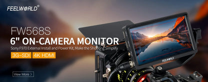FEELWORLD FW568S 6 Inch 1920X1080 IPS FHD LCD Panel On Camera Field  Monitor 3G SDI 4KHDMI Input Output  for Youtube Gimbal Rig