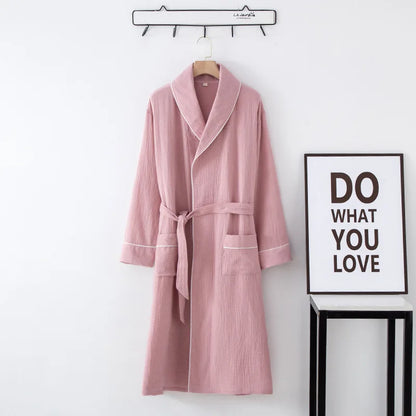 Women's Bathrobe Pure Cotton Large Size Spring Autumn Sleepwear Robe Long Sleeve Couple Home Wear Clothing Female Night Robes