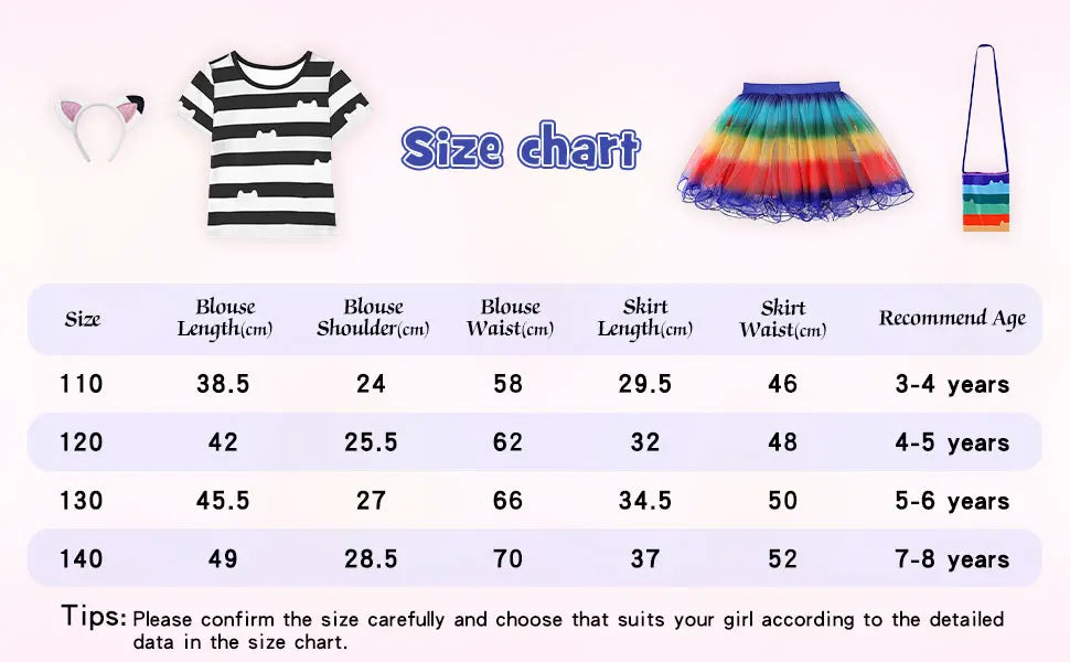 Summer Little Girls Dress Cats T-Shirt With Tutu Skirts For Children Birthday Party Cosplay Halloween Carnival Dress Up Costume