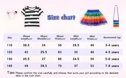 Summer Little Girls Dress Cats T-Shirt With Tutu Skirts For Children Birthday Party Cosplay Halloween Carnival Dress Up Costume