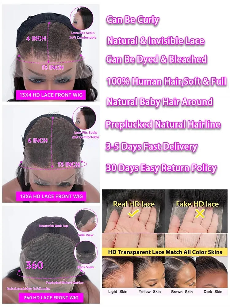 13x6 Bone Straight Hd Transparent 13x4 Lace Front Human Hair Wig 30 40 Inch For Women Pre Plucked With Baby Hair Lace Front Wigs