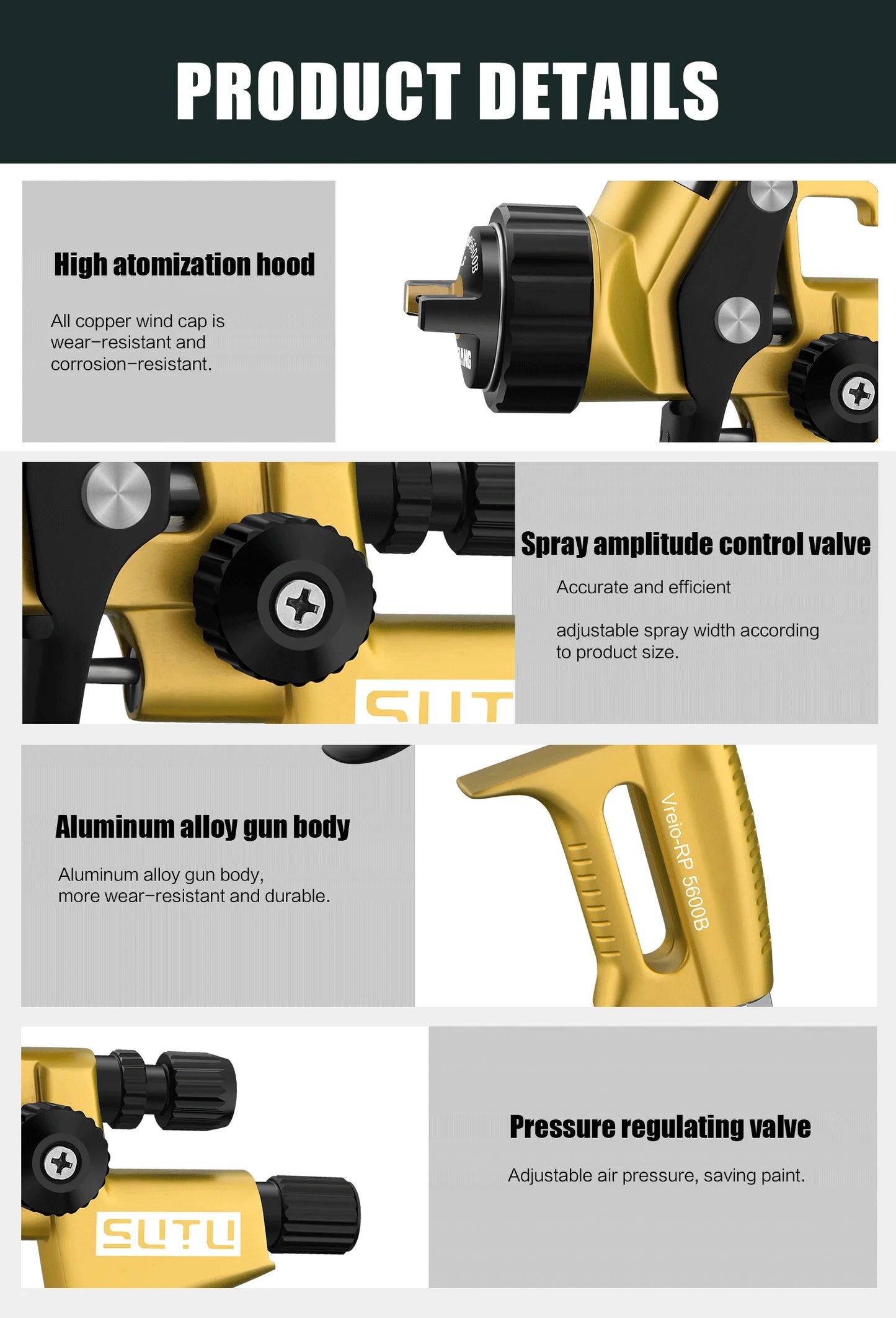SUTU Spray Guns  1.4/1.8MM Nozzle Paint Spray Gun High Atomization Air Tools Car/Furniture Oil Paint Repair Guns