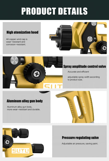 SUTU Spray Guns Car/Furniture 1.3MM Nozzle Paint Spray Gun High Atomization Air Tools Oil Paint Repair Guns Painting Airbrush ﻿