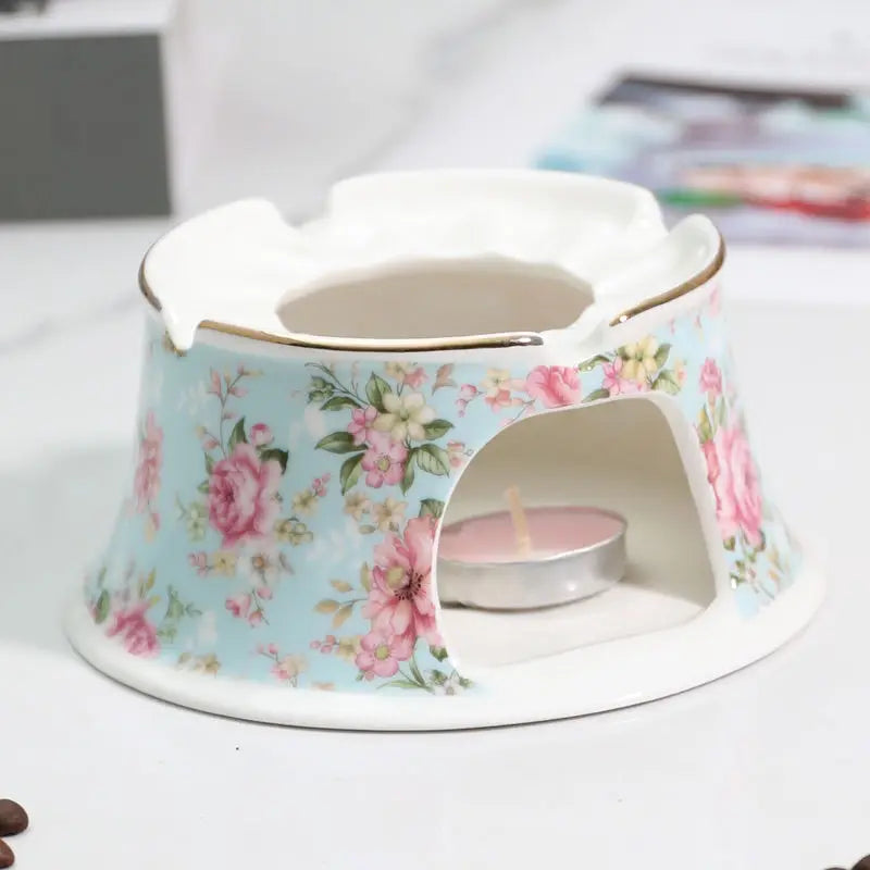 400ML English British Fine China Teapot Heating Base High-Grade Porcelain Tea Warmer Teapot Set Ceramic Holding Furnace