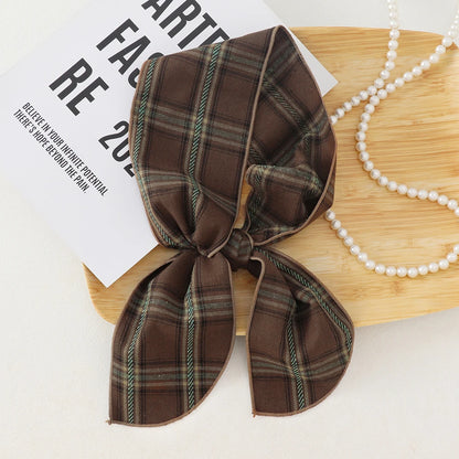 British Cotton Skinny Plaid Scarf Fashionable Outfit Hairband Necktie Scarf Small Shawl Headscarf Neck Protection Scarf 11X120cm
