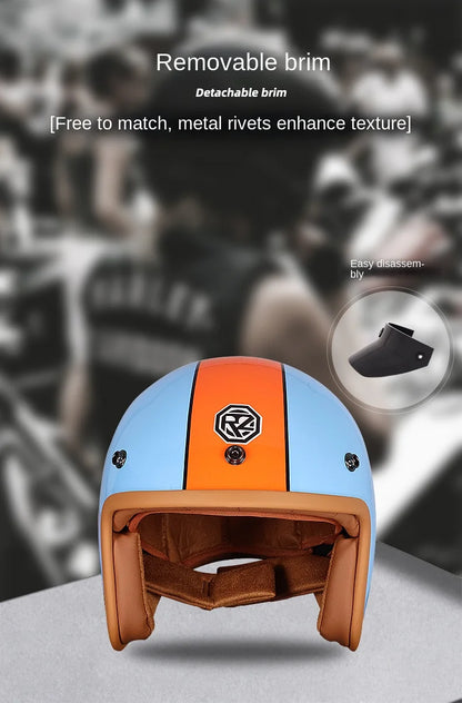Retro semi-open motorcycle helmet cross-country motorcycle accessories motorcycle helmet 3/4 retro helmet in winter