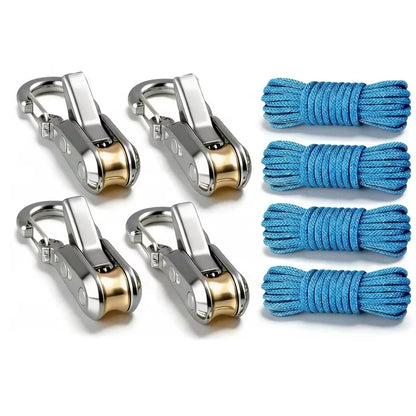 2-6 Set Rope Tying Tool and Tensioner with Roller Tensioner Retractable Buckle with Accessory Rope Suitable for Camping