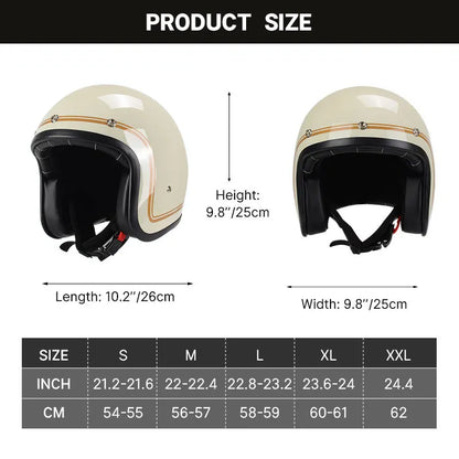 Hot Sale Open Face Helmet Retro 3/4 Jet Motorcycle Helmets Men ABS Shell Safty Cap German Style Four Seasons DOT Approved