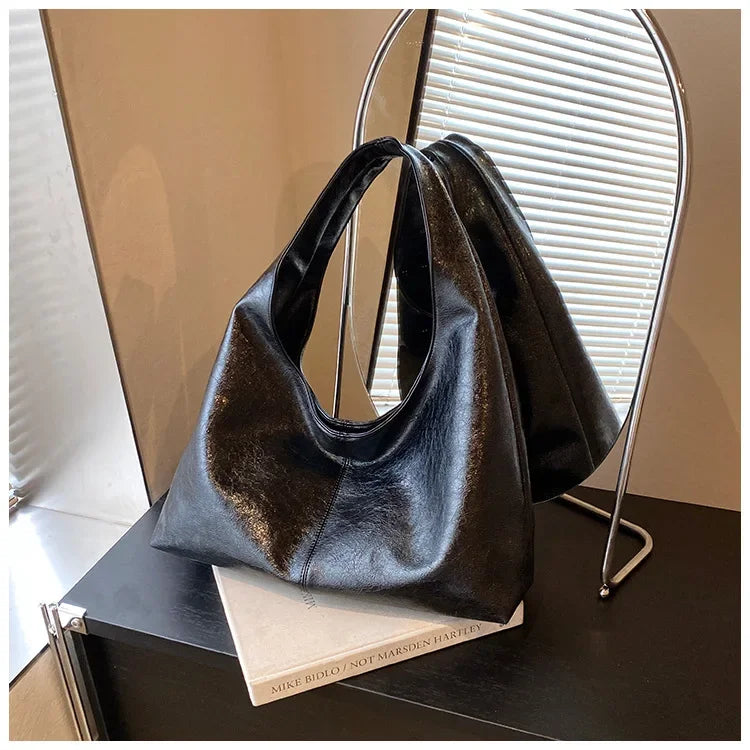 Large Capacity PU Leather Hobo Underarm Bags Autumn Winter Shoulder Bag for Women 2025 New Trend Y2K Handbags and Purses Tote