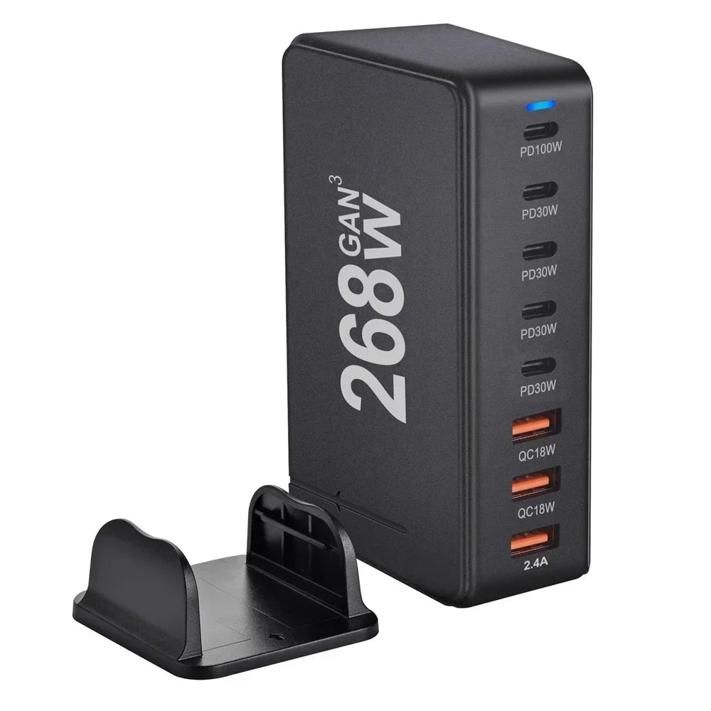 New 268W/240W GAN Gallium Nitride USB TypeC Multi-port Desktop Travel Charger With Power Adapter PD Charger Office Home Charger